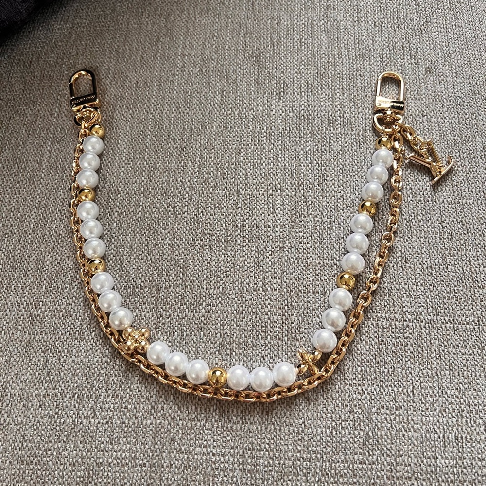 Louis Vuitton Gold and White Chain Bag Charms